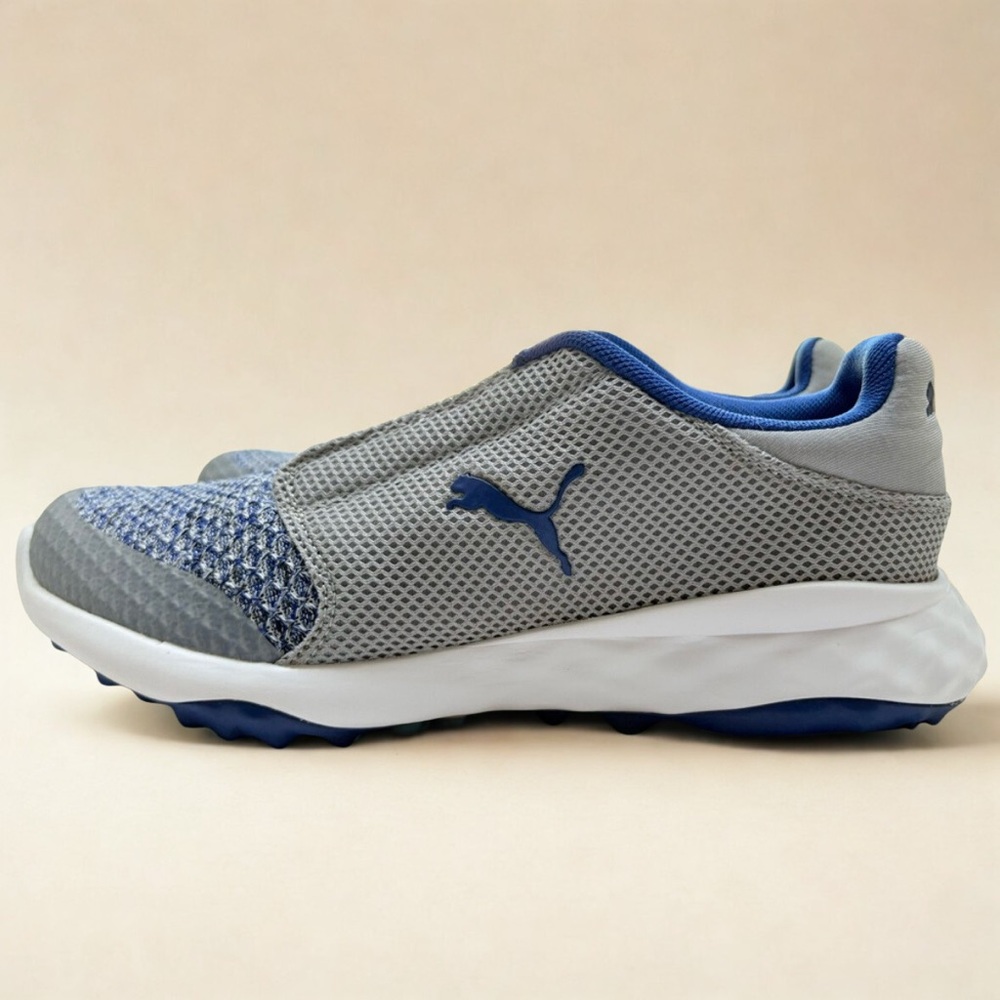 Puma Kids Gray and Blue Mesh Sneakers Grip Fusion Disc Shoes